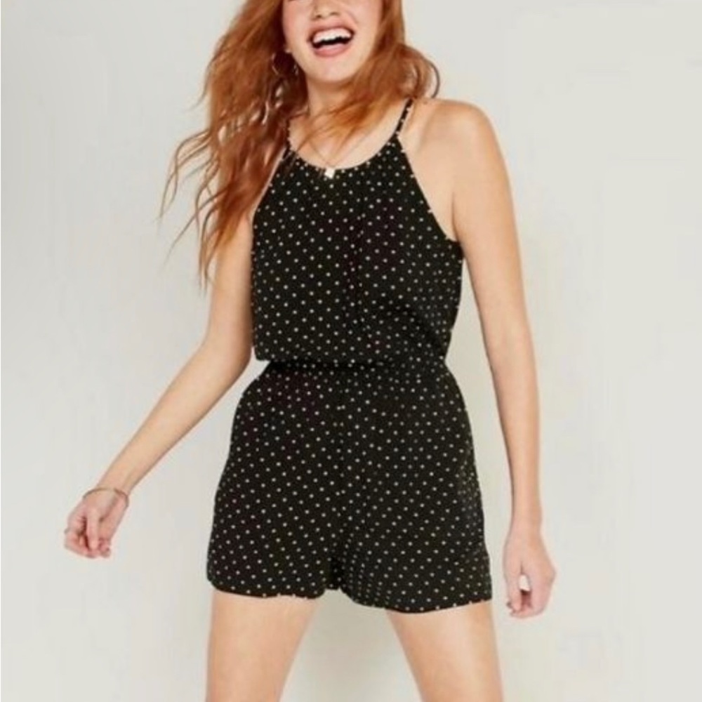 Old navy, black and white polka dot romper with pockets, small, NWT